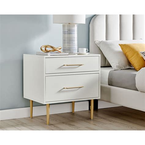 Brighton Hill Brynne White Gold Two Drawer Nightstand Bedroom Night