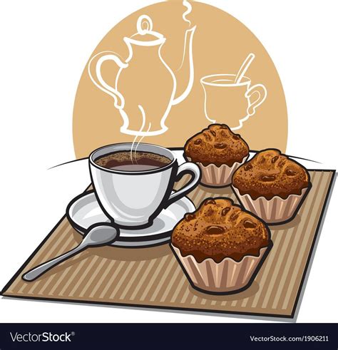 Muffin And Coffee Vector Image On Vectorstock Coffee Cup Art Floral