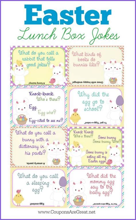Printable Easter Lunch Box Notes Using Easter Jokes For Kids Easter
