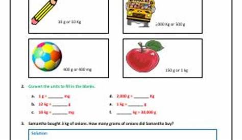 Mass and Weight | Fourth Grade Math Worksheets | Biglearners