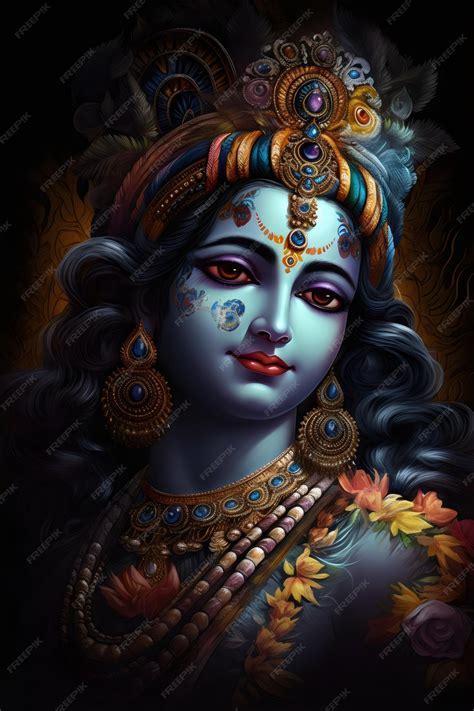 Premium Ai Image Beautiful Image Of Lord Krishna On A Black
