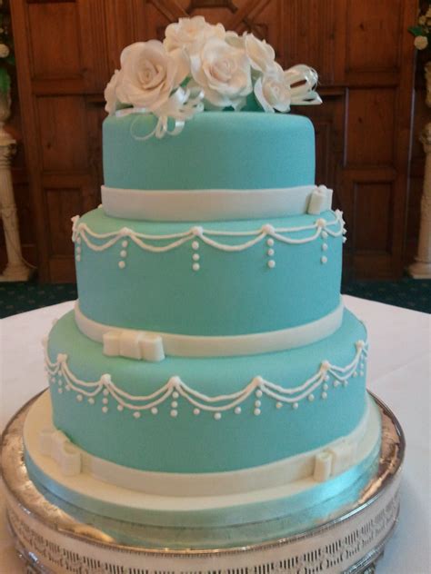 3 Tier Tiffany Blue Wedding Cake With Sugar Roses A Photo On Flickriver