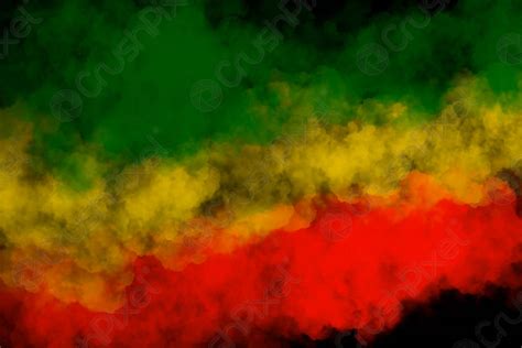 Green Yellow Red Smoke On Black Background Reggae Background Concept