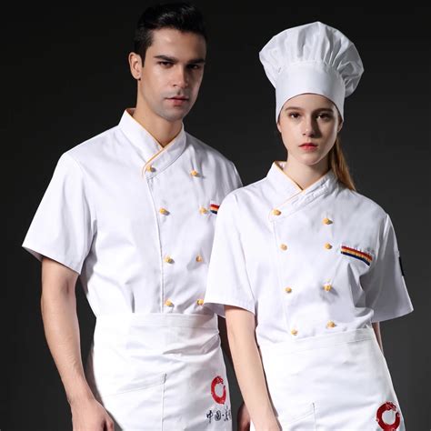 New Unisex Bakery Chef Uniform Short Sleeve 2 Colors Restaurant Cook Uniforms Work Wear Hotel