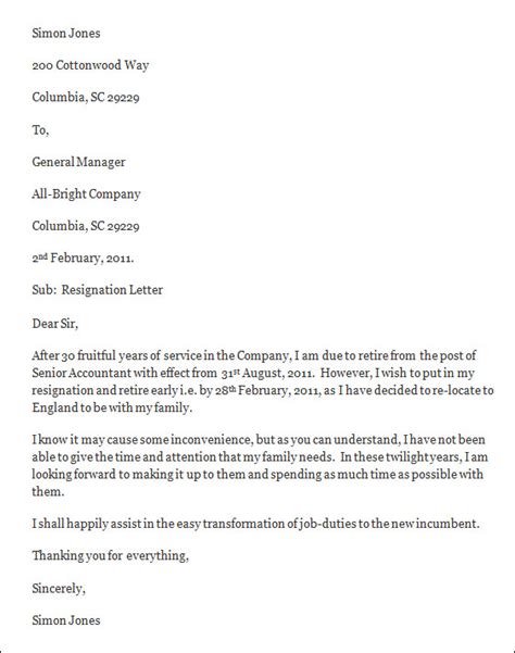 Ms Word Letter Of Resignation Template