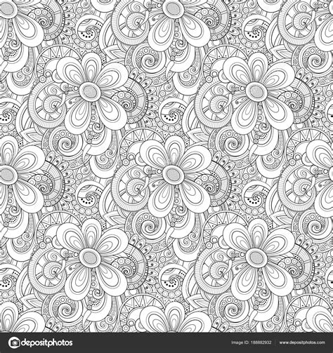 Monochrome Seamless Pattern With Floral Motifs — Stock Vector