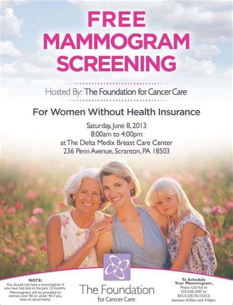 Free Mammogram Screening Offered By The Foundation For Cancer Care