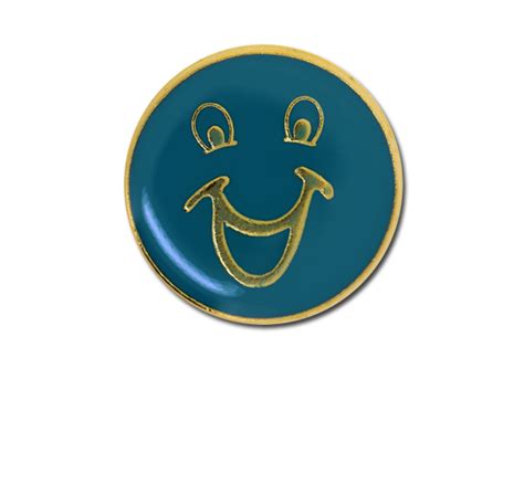 Happy Face Round Badge Gold Plated