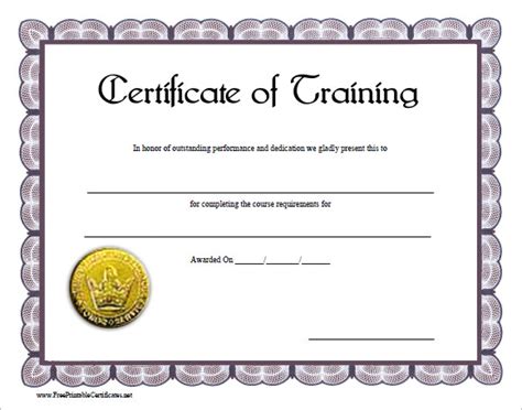 9 Training Certificate Templates Free Samples Examples Format