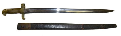 Original Civil War Zouave Saber Bayonet With Leather Scabbard — Horse
