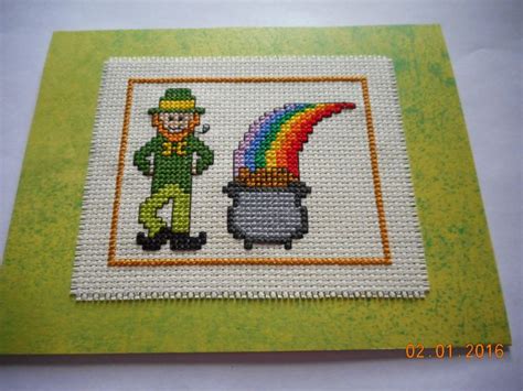 Cross Stitch Card St Patricks Day Leprechaun Available Etsy Shop
