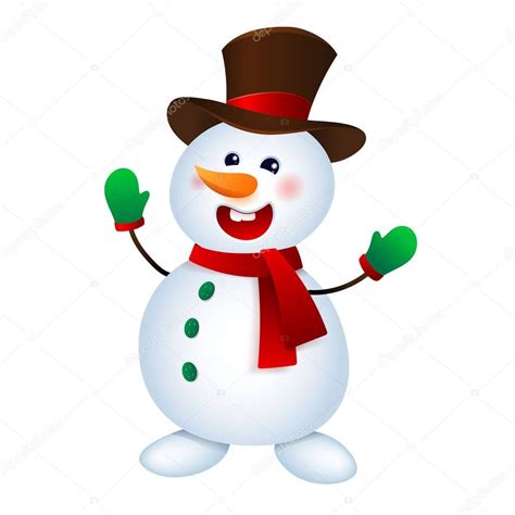 Christmas Snowman Vector Illustration Snowman Isolated On White