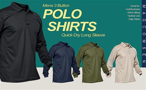 magcomsen men s polo shirts 3 button quick dry performance long sleeve tactical