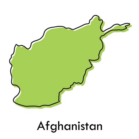 Mapa De Afganistán Concepto Estilizado Simple Dibujado A Mano Con Un