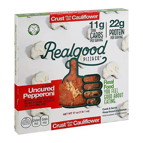 Real Good Food Co Pizza Uncured Pepperoni Cauliflower Crust Frozen 17 Oz Shaws