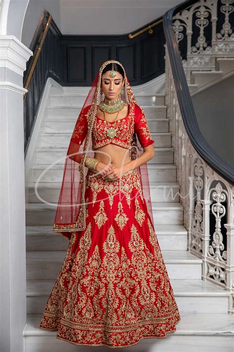 Red Bridal Lenghas Charmi Creations