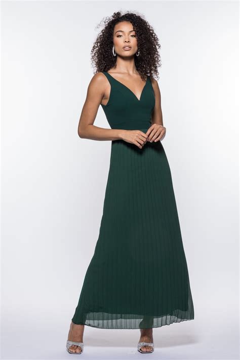 walg forest green pleated maxi dress new in from walg london uk