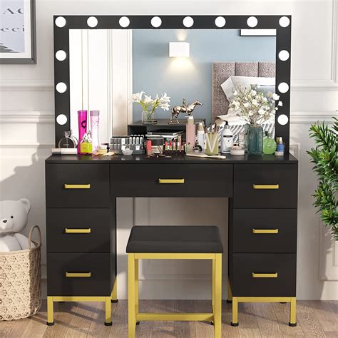 Buy Pakasept Vanity Set With Lighted Mirror Makeup Vanity Dressing Table With 14pcs Led Bulbs
