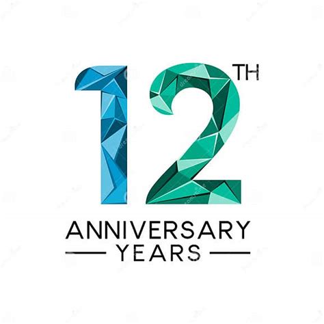 12th Anniversary Years Abstract Triangle Modern Full Color Stock Vector