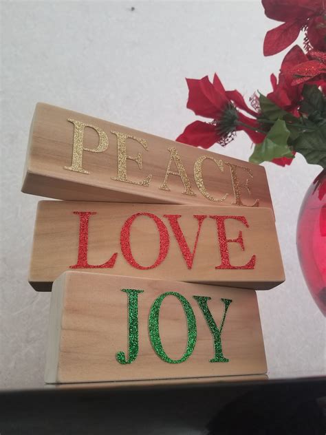 Peace Love Joy Christmas T Christmas Decor Wooden Etsy