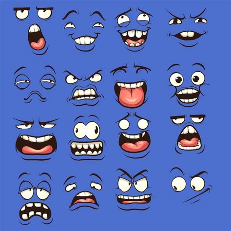 premium vector cartoon faces with different expressions