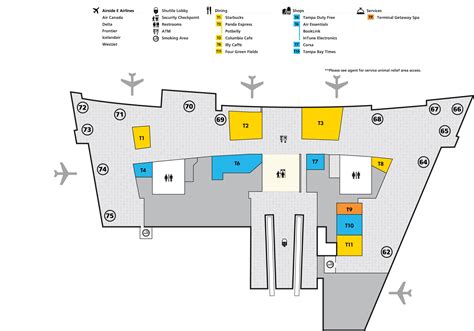 Tampa Airport Map Tpa Printable Terminal Maps Shops Food