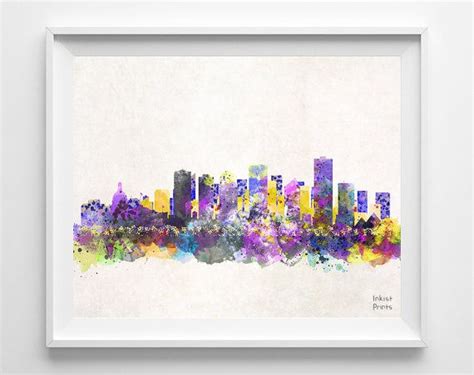 Edmonton Skyline Print Canada Print Edmonton Poster Alberta Etsy