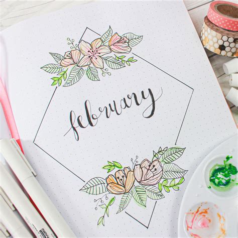 February Bullet Journal Cover Page Printable Templates Free