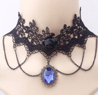 New Collares Sexy Gothic Chokers Crystal Black Lace Neck Choker