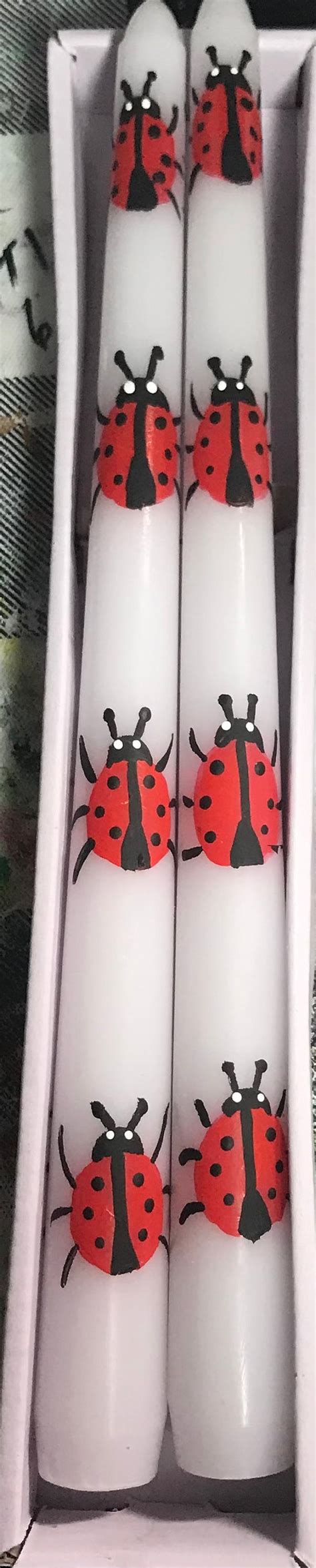 Hand Painted Ladybug Taper Candles Etsy