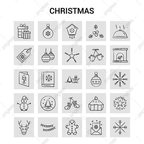 Hand Drawn Set Vector Design Images 25 Hand Drawn Christmas Icon Set