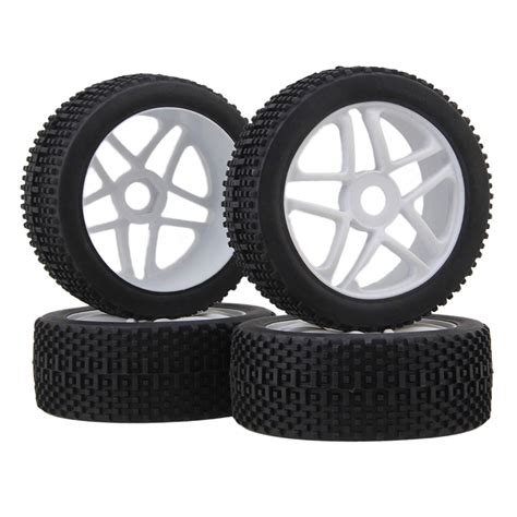 4xrc18 Off Road Car Square Type Rubber Tyre White Plastic Wheel Rim