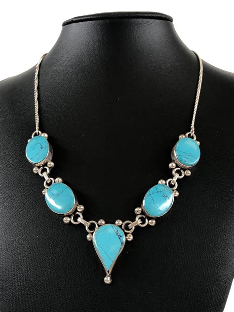 Lot Southwestern Sterling Silver Turquoise Necklace