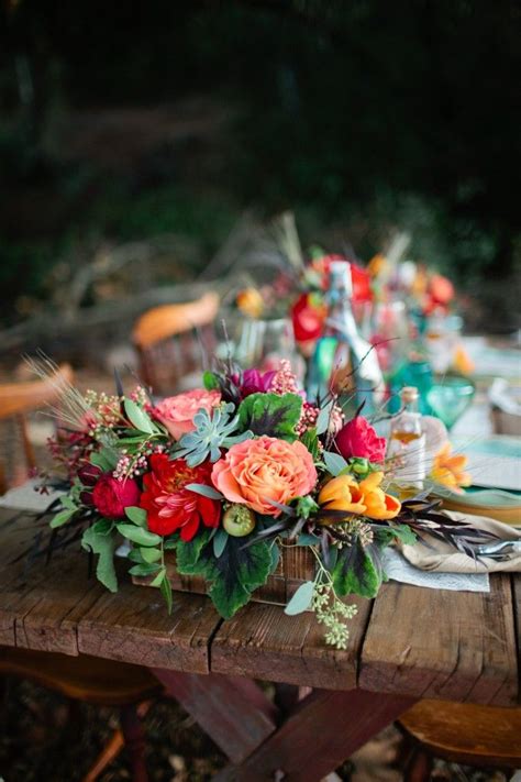Bright Colorful Rustic Bohemian Romance Flower Wedding
