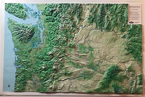 Washington State Three Dimensional 3d Raised Relief Map