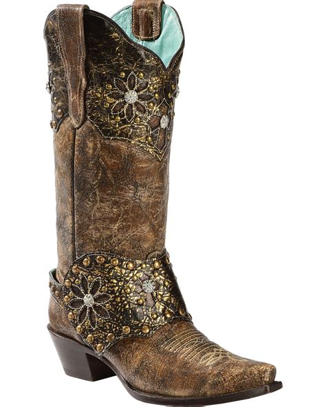Corral Womens Collar And Harness Cowgirl Boots Snip Toe Country