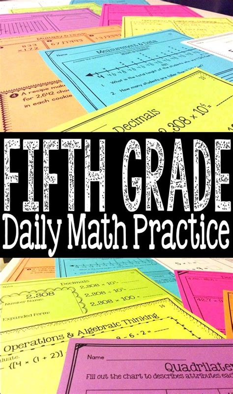 Fifth Grade Math Spiral Review For Daily Math Practice Homework Or