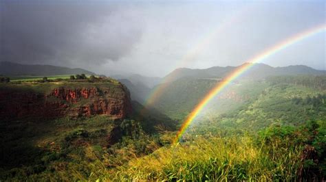 Rainbow Over The Hills Wallpaper Backiee