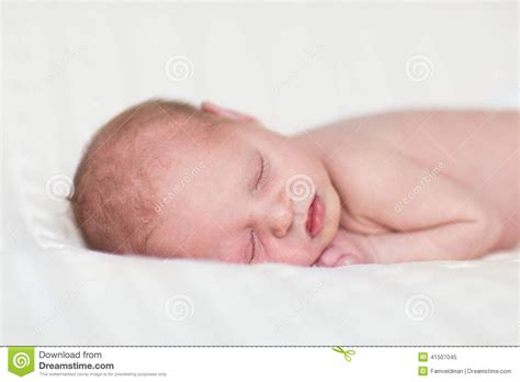 Little Newborn Baby Sleeping On Knitted Blanket Stock Image Image Of
