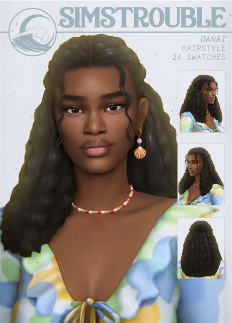 Danai By Simstrouble Patreon Sims 4 Curly Hair Sims Hair Sims 4