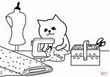 Cat Coloring Tailor Sewing Machine Svg Job Printable Cartoon Drawing Geeksvgs Categories sketch template