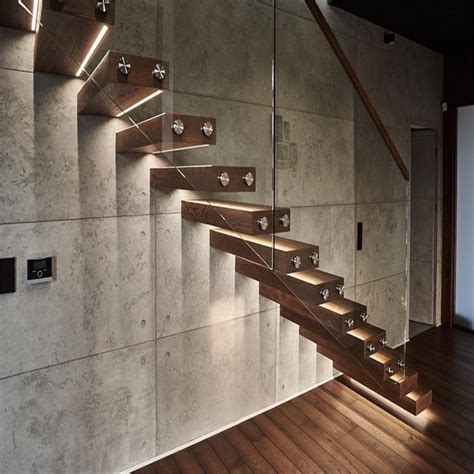 China Modern Design Floating Staircase With Stainless Steel Cable