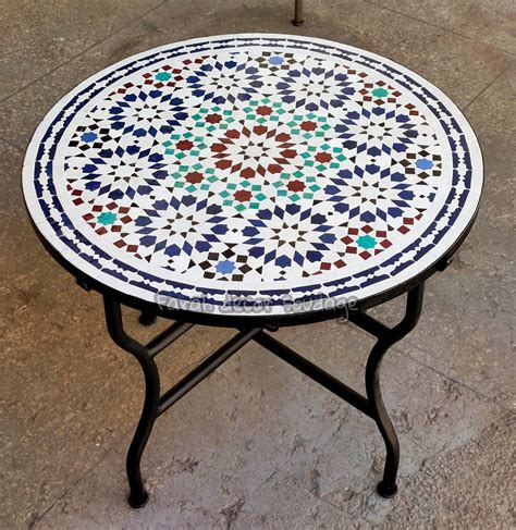 Moroccan Mosaic Table Handmade Handcrafted Round Moroccan Etsy Uk