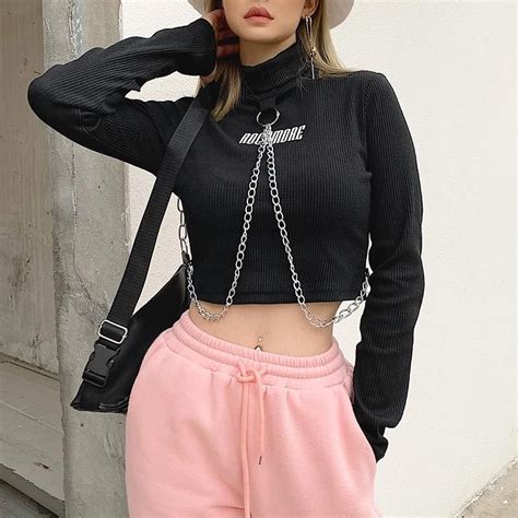Gothic Rockmore Chain Crop Top Dollskill Outfits Aesthetic Clothes Fashion Inspo Outfits