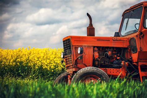 Tractor In The Agricultural Fields Stock Photo Image Of Nature Path