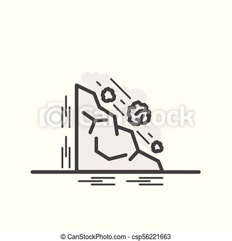 Falling Rocks Vector Illustration Of Flat And Thin Line Icons For