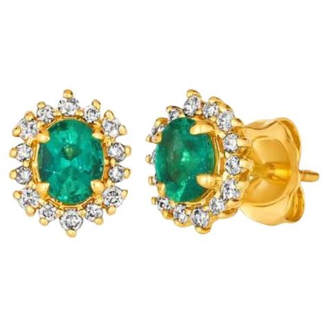 Le Vian 4 1 2 Carat Emerald Yellow Gold Earrings For Sale At 1stDibs