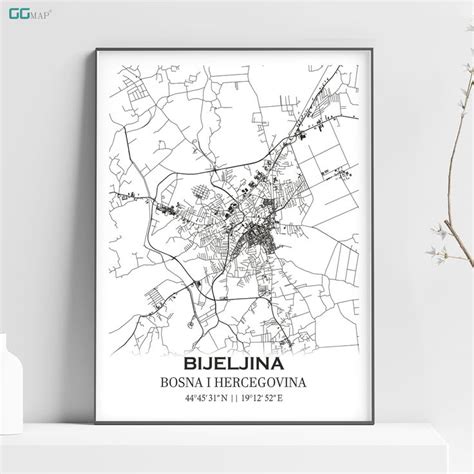 City Map Of Bijeljina Home Decor Wall Decor Office Map Travel