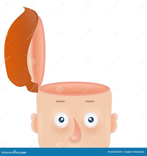 Funny Cartoon Head Of Man With An Open Skull Stock Vector
