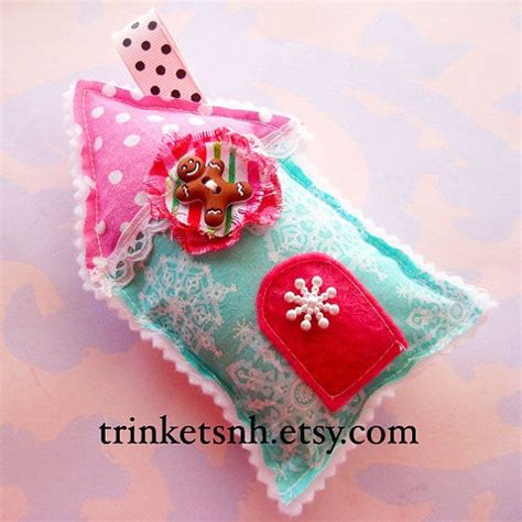 Fabric House Christmas Ornament Pillow By Trinketsnh On Etsy Felt